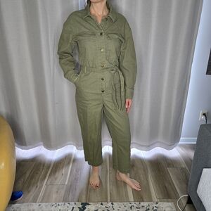 Oat New York cropped army green jumpsuit XS